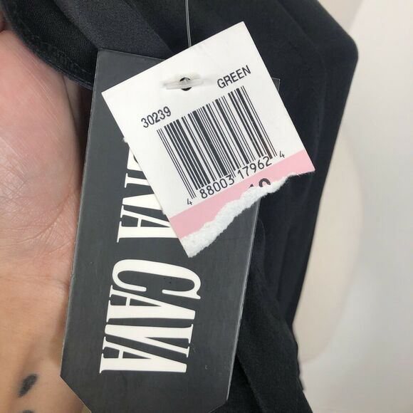 NEW Vena Cava Black Teal Printed Short Sleeve 100% Silk Sheath Dress Womens 10 - Picture 9 of 9